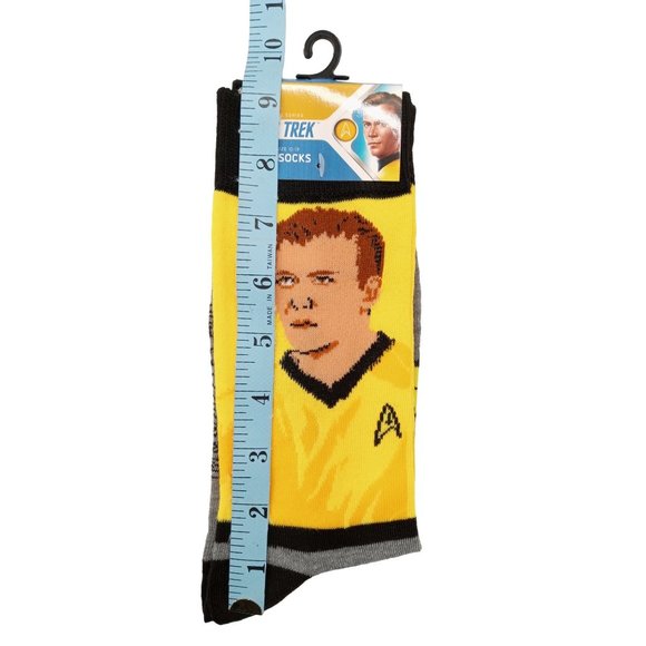 Captain Kirk Star Trek Socks Crew Cut Novelty Official Space Men Yellow Size 13 - Picture 4 of 4